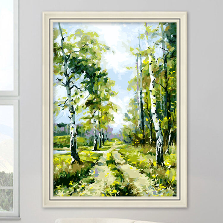 自油自画 风景画diy数字油画家装软饰手绘数字画客厅装饰画玄关挂画非