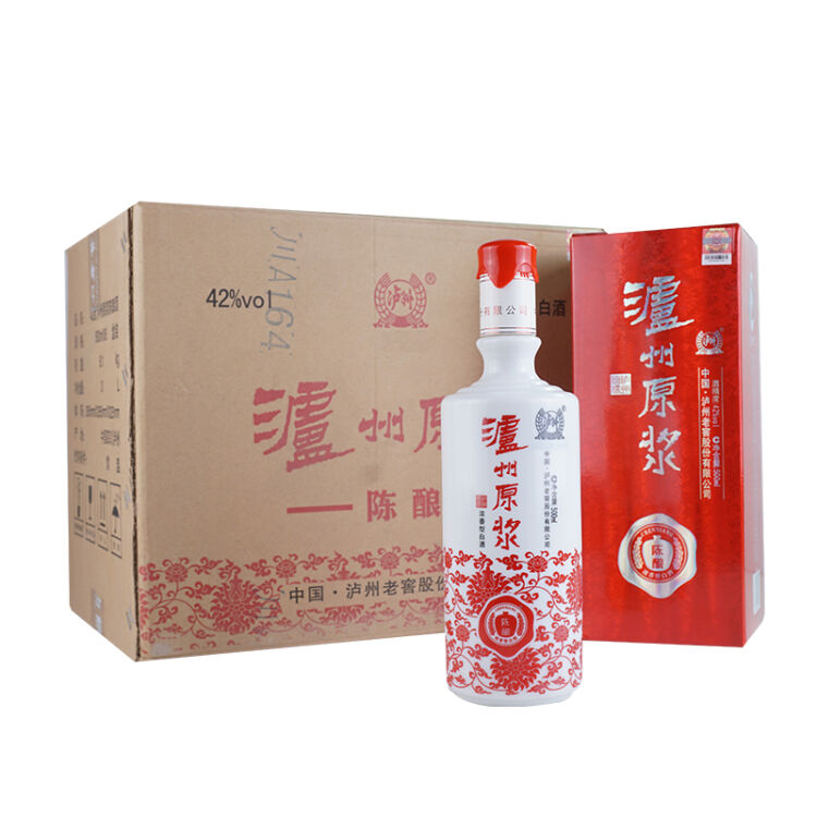 泸州老窖股份出品 浓香型 42度泸州原浆陈酿 500ml*6瓶 箱装配仨袋