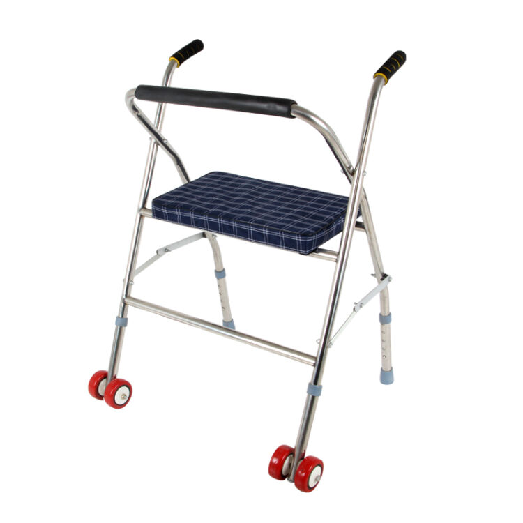 冀御 固定式老年人助行器 便携式康复助步器 可折叠四脚拐杖助行架 带