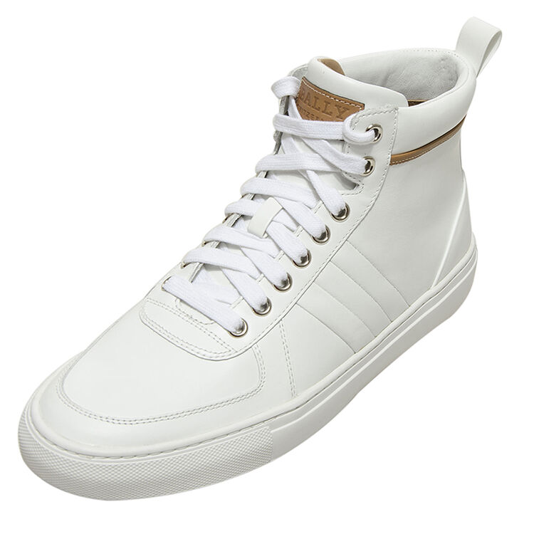 bally 巴利 男士白色牛皮高帮休闲鞋 hervey 47 9/43码