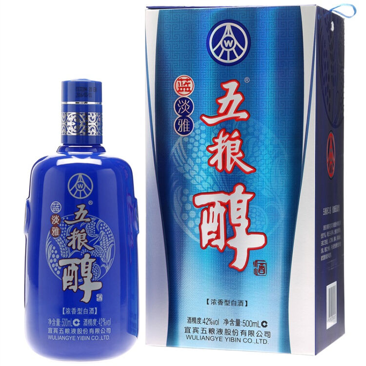 五粮液 股份有限公司 五粮醇 蓝淡雅 白酒 42度500ml