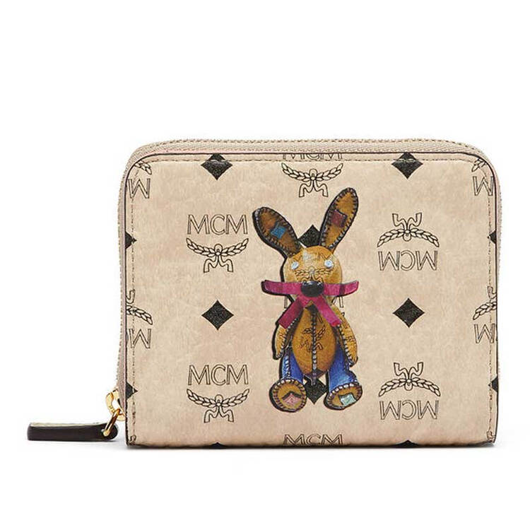 mcm 17年新款 rabbit斗篷兔子短款拉链钱包 米色 mys7axl50ig