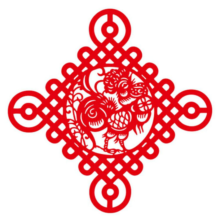 鸡年中国结 个性一百 hak2408春节装饰画福字剪纸镂空