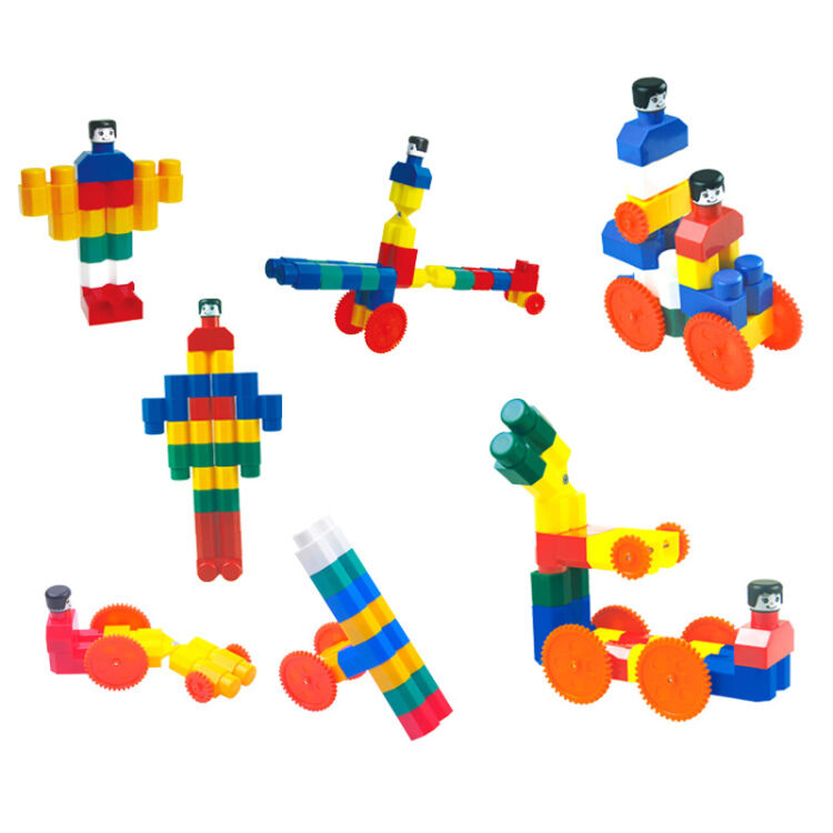 游思乐(usl)台湾进口儿童积木玩具彩色拼插积塑带轮子