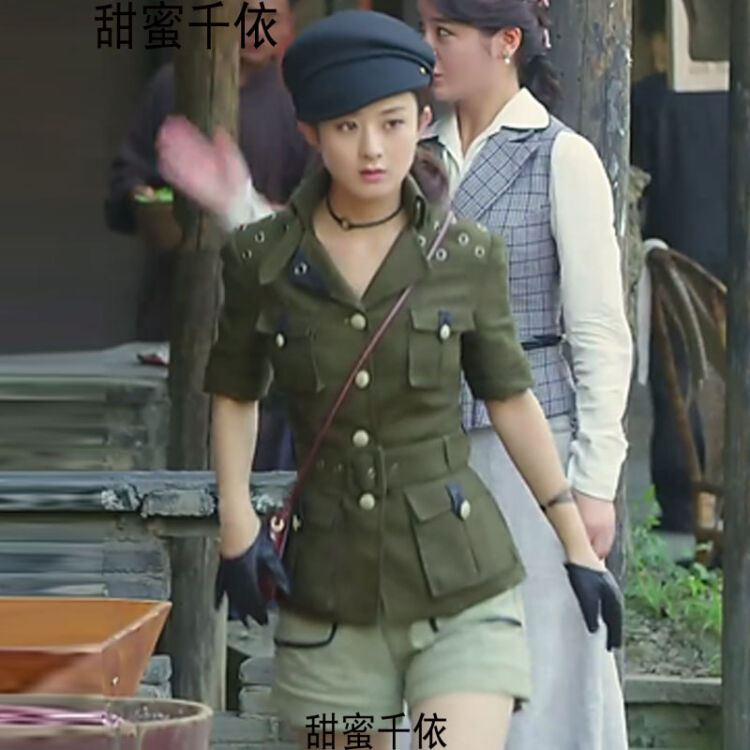 甜蜜千依2016秋冬新款小外套胭脂赵丽颖蓝胭脂同款军服短外套女 军