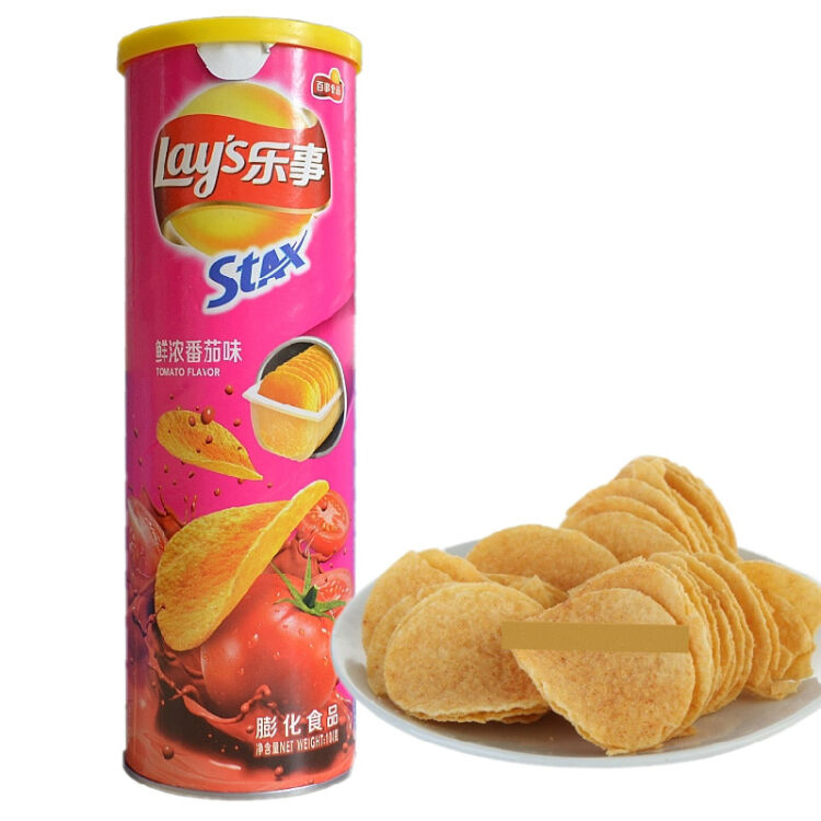 乐事无限薯片休闲零食104g/罐膨化食品 鲜浓番茄味104g