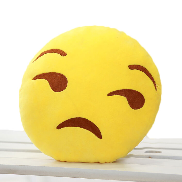 qq抱枕emoji滑稽表情包公仔创意毛绒玩具 难过表情 30