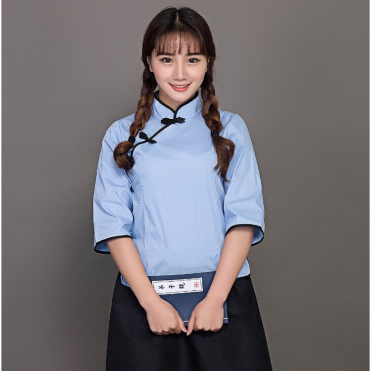 民国学生装女五四青年装棉民国时期古装服装校服毕业服写真中山装 蓝