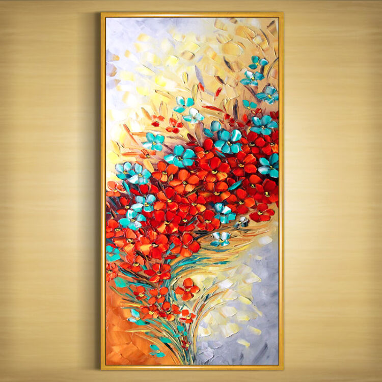 纳兰容若 现代玄关客厅装饰画手绘花卉油画餐厅卧室酒店挂画过道走廊