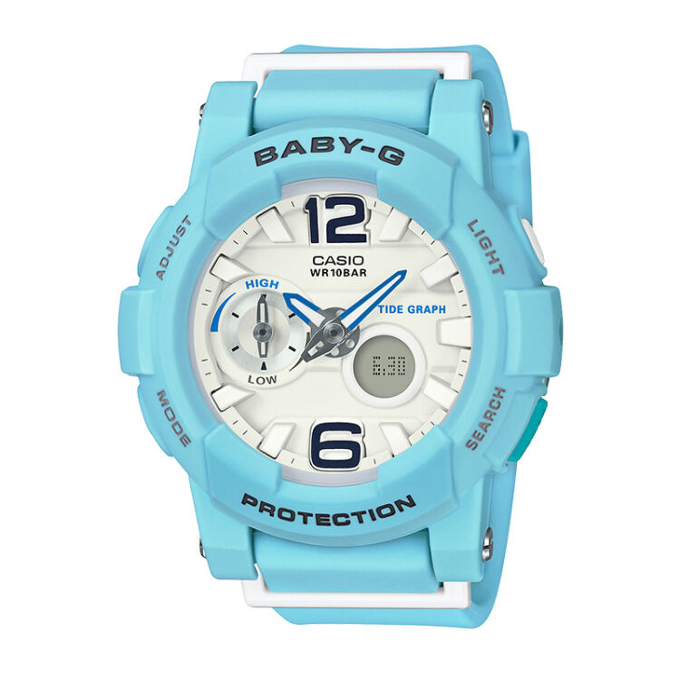 卡西欧(casio)手表 baby-g主题系列马卡龙色潮流运动潮汐显示女表 bga