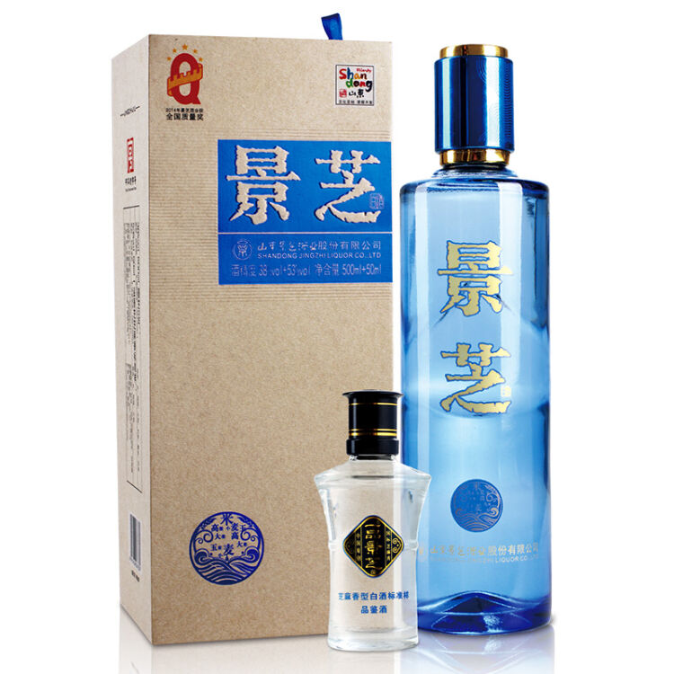 38度 景芝 5年 浓香型白酒500ml 53度 一品景芝 芝麻香型 50ml 景芝1