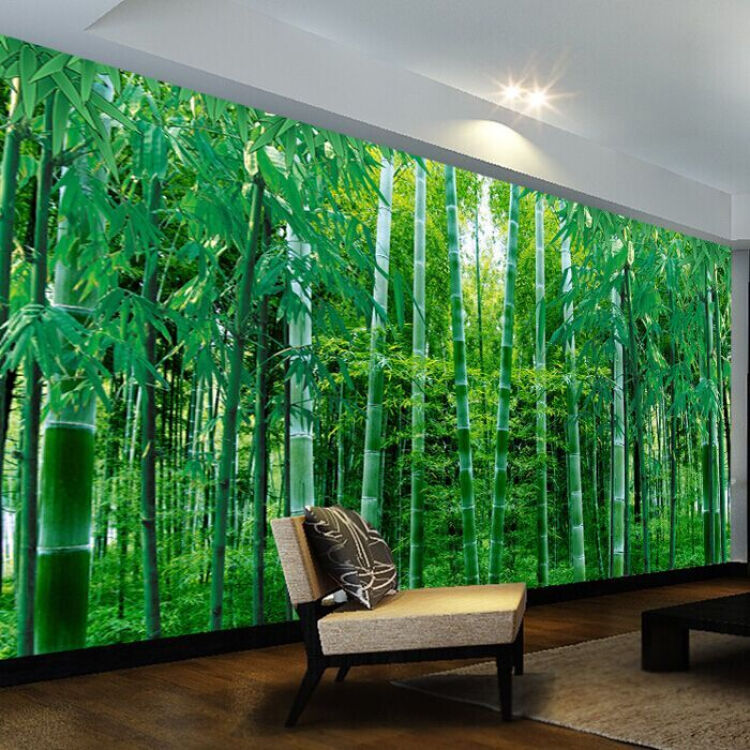 竹林竹子田园风景3d4d立体墙纸电视背景墙客厅卧室无缝壁画壁纸布