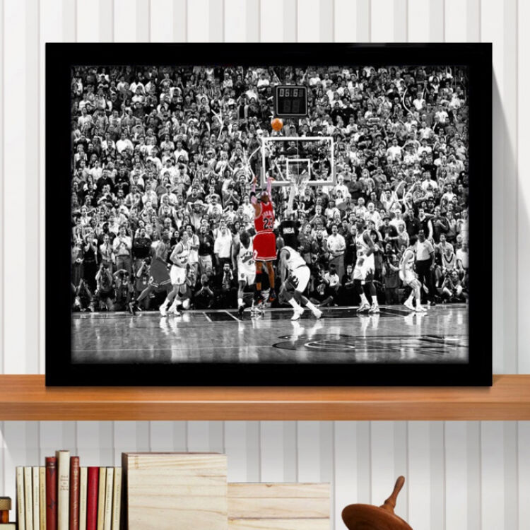 nba科比乔丹海报装饰画现代简约黑白个性挂画怀旧复古