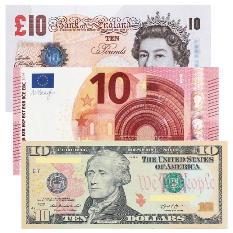 金永恒 美元英镑欧元 欧美纸币套装 10美元10英镑10欧元各一张套装
