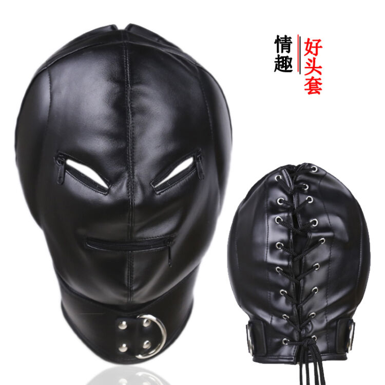 [ssy]情趣sm头套全包面具窒息全封闭皮革面罩道具玩具