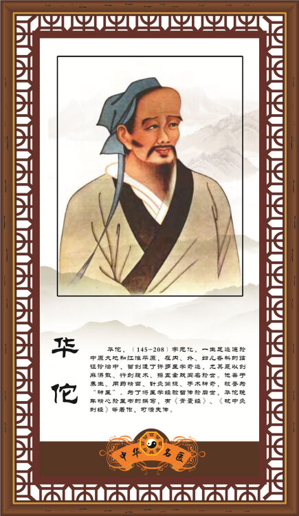 中医名人物古代名医宣传画贴画理疗室诊所卫生院墙壁装饰挂画 02华陀