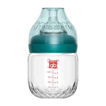 gb好孩子 婴儿玻璃奶瓶 新生儿 婴幼儿 宽口径玻璃奶瓶 仿母乳质感 铂金系列 180ml 祖母绿 *2件