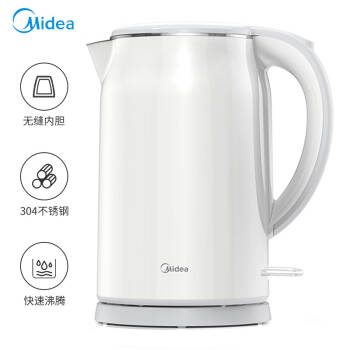 美的（Midea）电水壶热水壶电热水壶304不锈钢水壶双层防烫全钢暖水壶开水壶烧水壶MK-SH17M301a