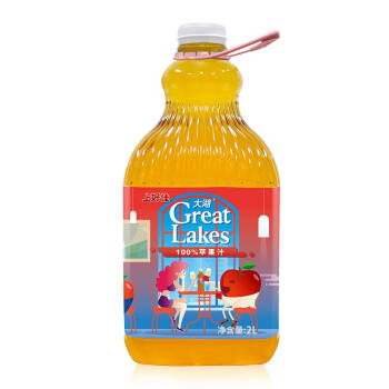 大湖 上好佳Great lakes100%橙汁/苹果汁 果汁饮品2L单瓶 苹果汁 *2件,降价幅度10.5%