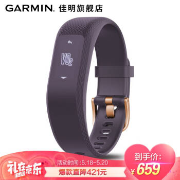 Garmin佳明 vivosmart3/4系列运动手环户外多功能心率跑步游泳健康时尚智能通知手环 Vivosmart 3标准号紫色,降价幅度34%