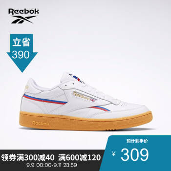 Reebok锐步 运动经典CLUB C 85 MU男女低帮休闲鞋EG6425 EG6425_白色/辐射红色/蓝色 38.5