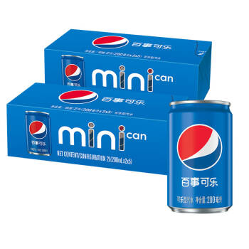 百事可乐 Pepsi 可乐型汽水 碳酸饮料整箱 迷你罐200mlx20听 百事出品 *2件,降价幅度25.2%