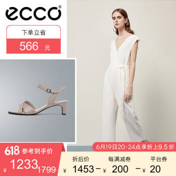 ECCO爱步凉鞋 2020夏季新款凉鞋女仙女风ins高跟鞋女 型塑280803 灰粉色28080301386 36