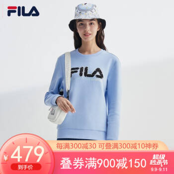 FILA 斐乐官方女子卫衣2020秋季新款运动简约针织套头衫女长袖卫衣 木槿紫蓝-LB 175/92A/XL