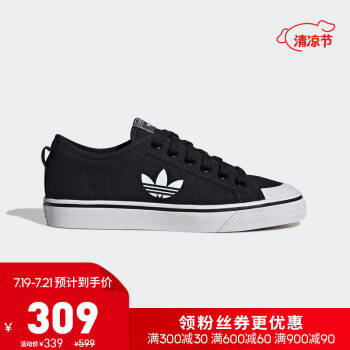 阿迪达斯官方adidas 三叶草 NIZZA TREFOIL W女子经典帆布鞋EF1878 1号黑色/亮白 37,降价幅度43.4%