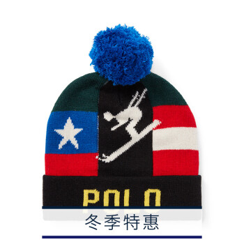 Polo Ralph Lauren男配 2018年冬季滑雪者图案帽子RL50415 B18-黑色-白色 ONE,降价幅度28.6%