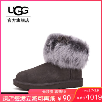 UGG 2018冬季新款女士雪地靴精灵梅泽伊迷你经典短靴1100549 Angelababy明星同款 DGRY|深灰色 37,降价幅度46%