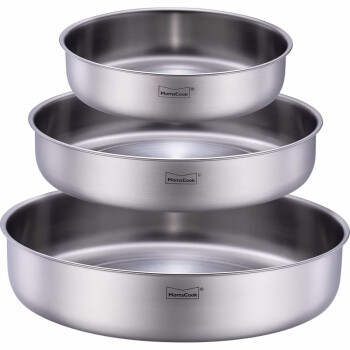 Momscook 不锈钢菜盆 盘子 盆子 碗 碟子 304材质 大菜盘 三件套+凑单品,降价幅度16.8%
