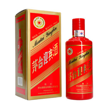 茅台 迎宾中国红 53度 白酒 500ml 单瓶装 口感酱香型 *3件