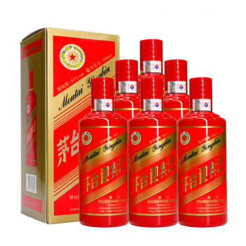 茅台 迎宾中国红 53度 白酒 500ml*6瓶 整箱装 口感酱香型