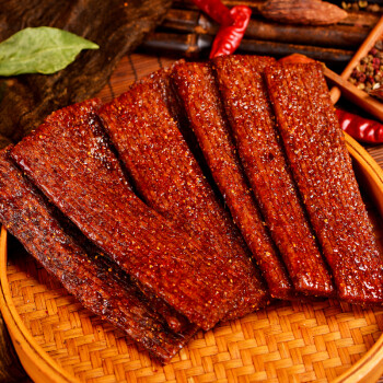 君仔食品 素牛板筋辣条香辣味麻辣零食素食牛肉湖南小吃面筋食品68g*5