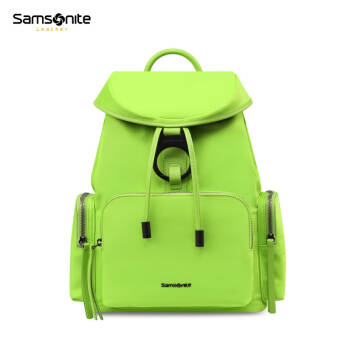 新秀丽电脑包双肩背包男女书包 Samsonite个性翻盖精致金属扣BW9 荧光绿,降价幅度12.5%