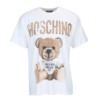 moschino 莫斯奇诺 中性白色棉质字母小熊短袖t恤 dv0704 5440 1001