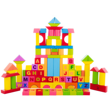 木马智慧 积木拼插儿童早教益智100块字母数字积木桶装玩具,降价幅度20.2%