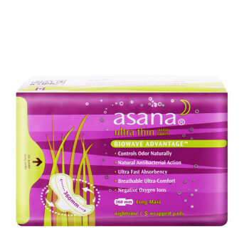 阿莎娜(Asana)超薄棉面360加强型夜用卫生巾5片