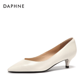 daphne/达芙妮2018春季新款羊皮时尚ol通勤浅口高跟鞋