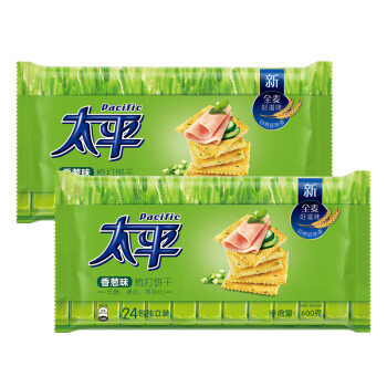 太平 苏打饼干600g奶盐味/香葱味全麦低糖梳打饼干早餐食品 香葱味600