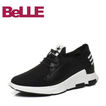 Belle/百丽春季专柜同款弹力布/牛皮男休闲鞋4WM01AM7 黑色 39,降价幅度50%