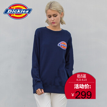 Dickies男女同款 毛圈布Logo徽章圆领卫衣 套头 181U30WD01 NV海军蓝 S/165,降价幅度16.7%