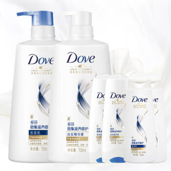 多芬(Dove)洗护发套装 密集滋养修护洗发乳700ml +护发素700ml+洗发乳100ml×2+护发素100ml×2,降价幅度37.5%