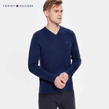 TOMMY HILFIGER 男装2018秋冬套头针织衫-MW0MW08631OW 蓝色485 M+凑单品,降价幅度12.5%