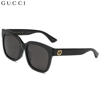 GUCCI 古驰 eyewear 太阳镜女 全框板材方形墨镜 环氧树脂镜腿 GG0034S-001 黑色镜框灰色镜片 54mm,降价幅度1.5%