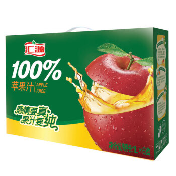 汇源 100%苹果汁 果汁饮料 1L*6盒 便携装 *2个,降价幅度21.2%