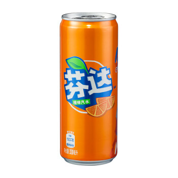 芬达fanta 橙味 汽水 碳酸饮料 330ml*24罐 整箱装 摩登罐 可口可乐