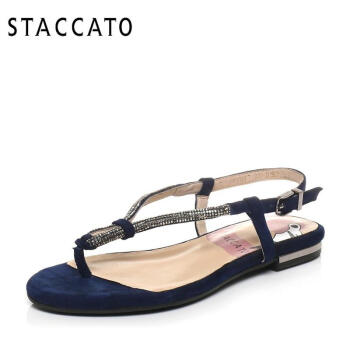 STACCATO/思加图2017年夏季专柜同款羊绒女凉鞋9JH07BL7 深蓝 37,降价幅度83.4%