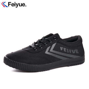 飞跃（feiyue）纯黑色鞋子男士韩版学生帆布鞋工作鞋2018秋季新品 黑色 39 *3个